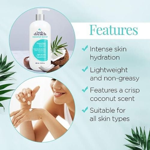 BODY DRENCH COCONUT WATER REPLENISHING LOTION 16.9 OZ/500 ML - Purple Beauty Supplies