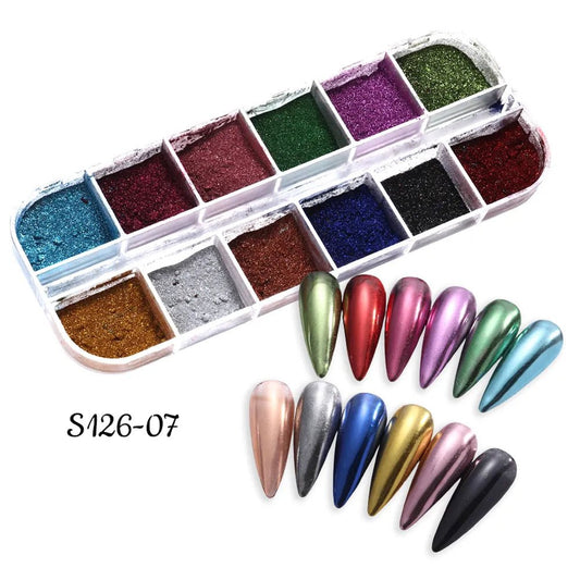 CHROME POWDER PALLET 12 COLORS - Purple Beauty Supplies