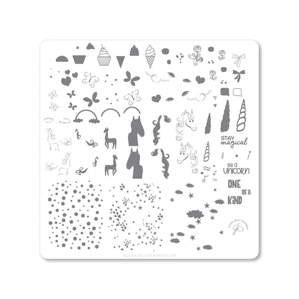 CLEAR JELLY PLATE LIL UNICORN - Purple Beauty Supplies