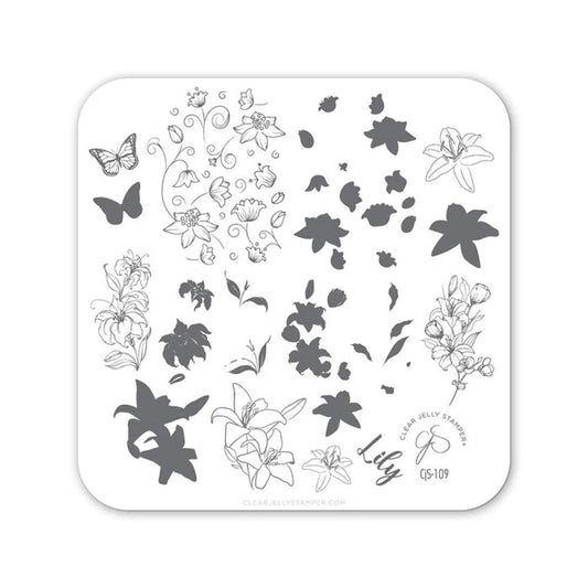 CLEAR JELLY PLATE LOVELY LILLIES - Purple Beauty Supplies