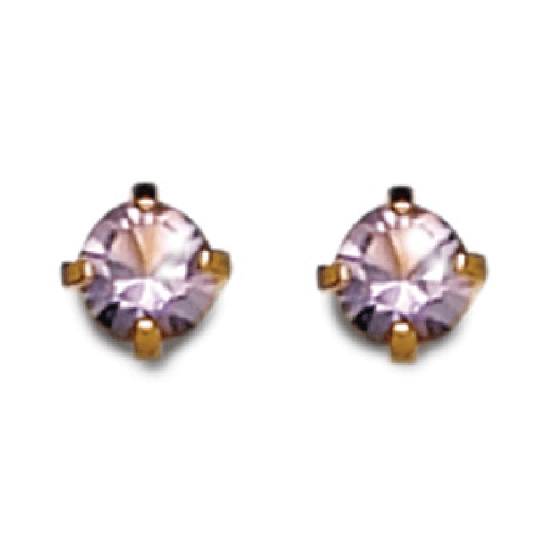 INVERNESS EARRINGS - 24K GP 3MM ZIRCON - ALEXANDRITE - JUNE - Purple Beauty Supplies