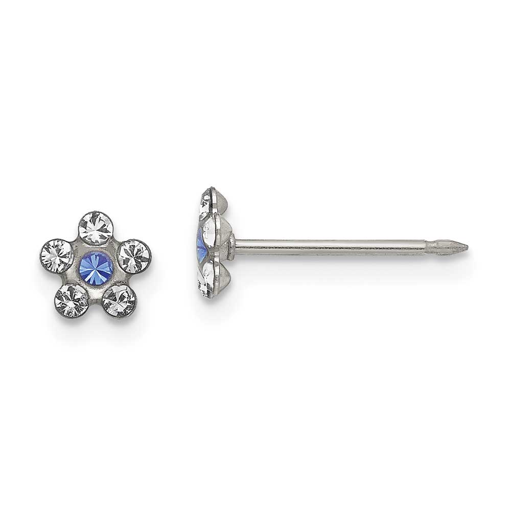 INVERNESS EARRINGS - SS FLOWER CLEAR/ LIGHT BLUE - Purple Beauty Supplies