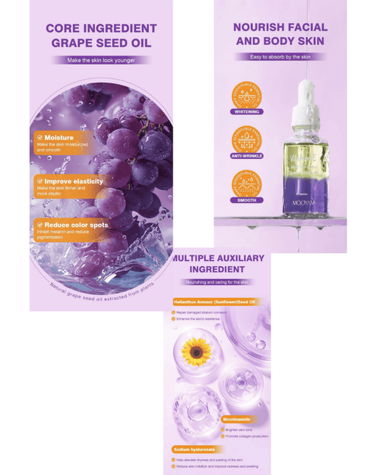 MOOYAM VITAMIN E | NIACINAMIDE | GRAPE SEED OIL 30ML - Purple Beauty Supplies