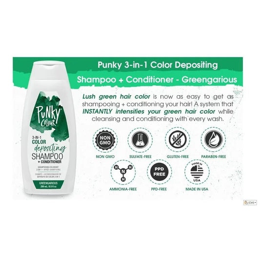 PUNKY 3-IN-1 SHAMPOO & CONDITIONER 8.5 oz GREENGARIOU/ ALPIN - Purple Beauty Supplies