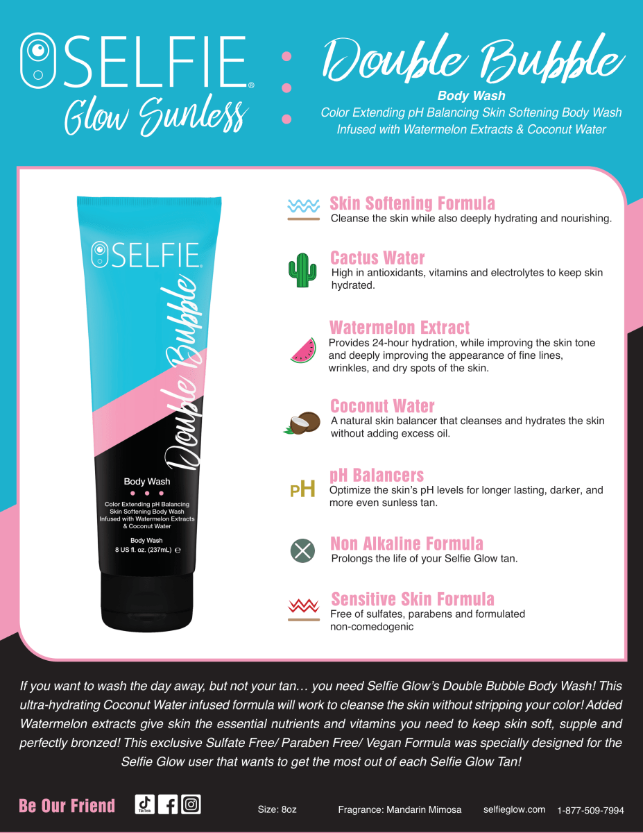 SELFIE DOUBLE BUBBLE BODY WASH 8 OZ - Purple Beauty Supplies