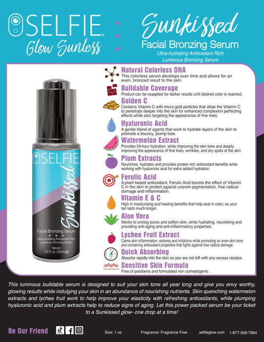SELFIE SUNKISSED FACIAL BRONZING SERUM 1 OZ - Purple Beauty Supplies