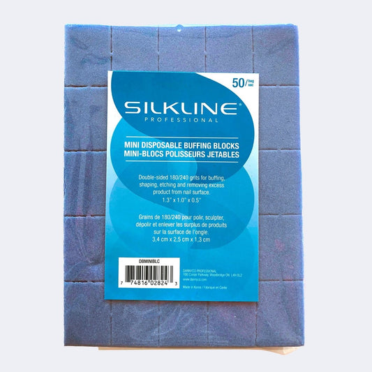 SILKLINE MINI BLUE BLOCK BUFFER 180/240 GRIT 50 PK - Purple Beauty Supplies