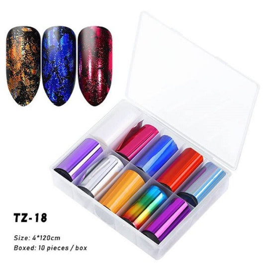 TRANSFER FOIL SET 10 PC TZ-18 - Purple Beauty Supplies