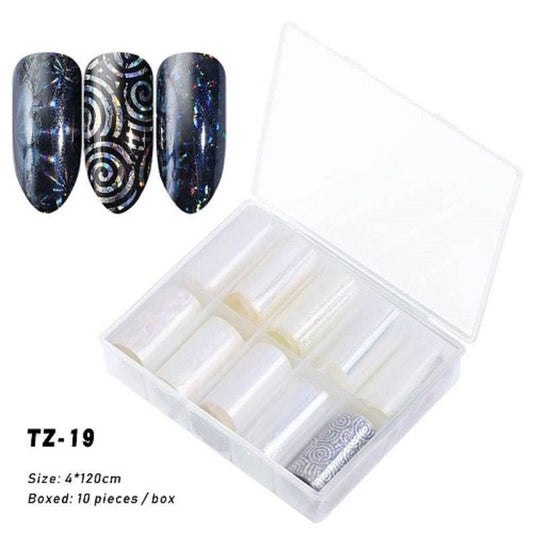 TRANSFER FOIL SET 10 PC TZ-19 - Purple Beauty Supplies