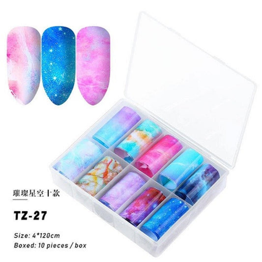 TRANSFER FOIL SET 10 PC TZ-27 - Purple Beauty Supplies