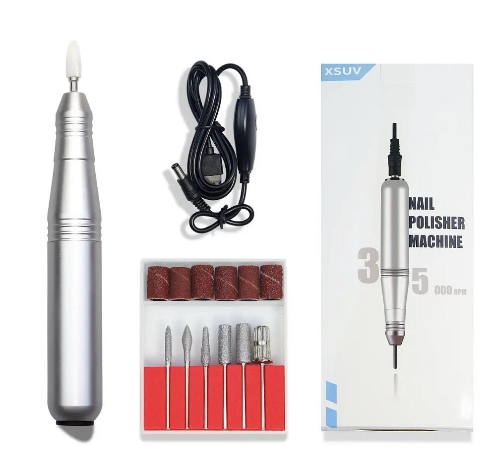 USB NAIL FILE PEN W/ BITS - SILVER - Purple Beauty Supplies