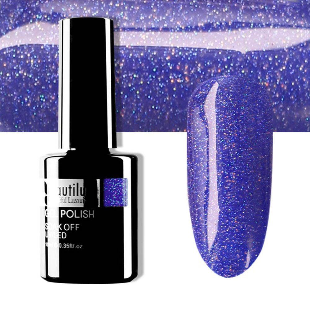 BEAUTILUX GEL POLISH RAINBOW GLITTER #161 10ml - Purple Beauty Supplies