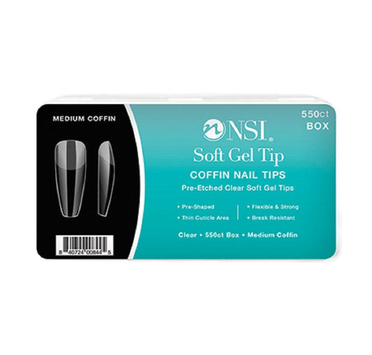 NSI SOFT GEL TIPS - COFFIN 550 CT - Purple Beauty Supplies