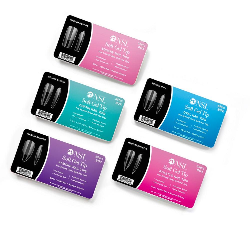 NSI SOFT GEL TIPS - STILETTO 550 CT - Purple Beauty Supplies