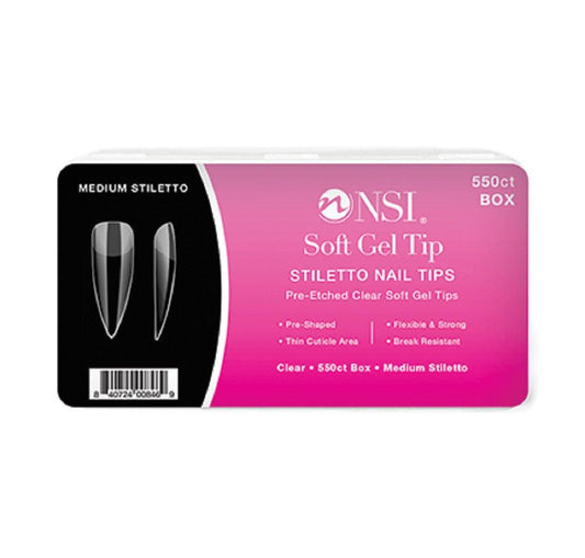 NSI SOFT GEL TIPS - STILETTO 550 CT - Purple Beauty Supplies