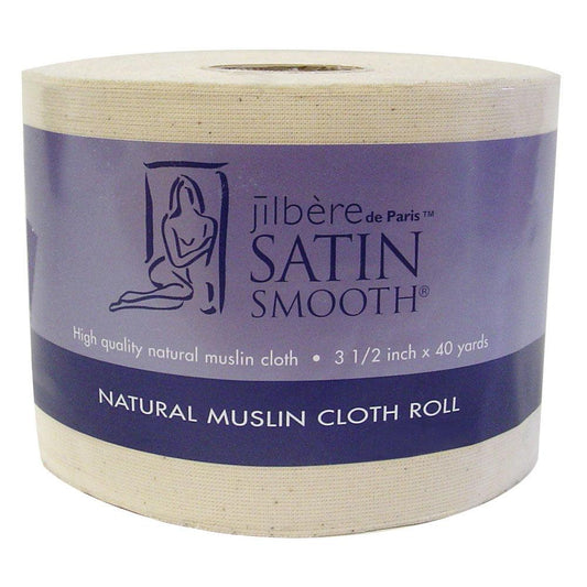 SATIN SMOOTH NATURAL MUSLIN CLOTH ROLL 3.5" x 120' - Purple Beauty Supplies