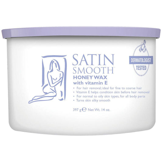 SATIN SMOOTH WAX HONEY WITH VITAMIN E 14 OZ/397 G - Purple Beauty Supplies