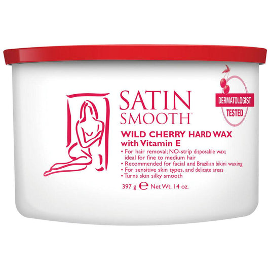 SATIN SMOOTH WAX WILD CHERRY HARD 14 OZ/397 G - Purple Beauty Supplies