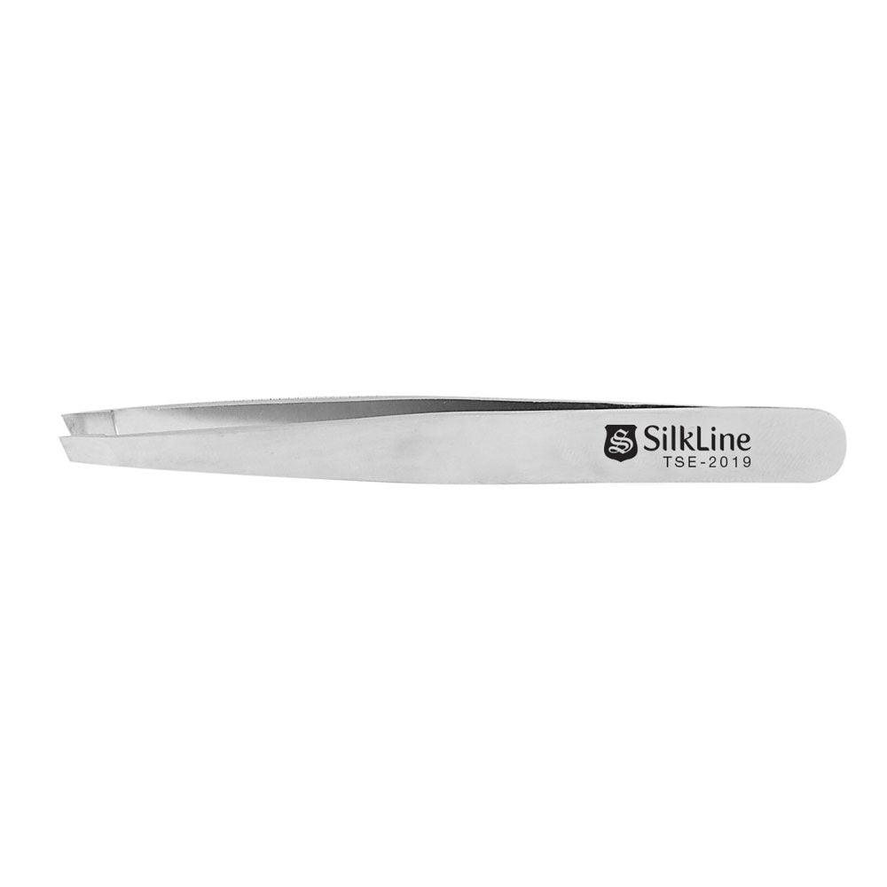 SILKLINE SLANTED TIP TWEEZERS - Purple Beauty Supplies