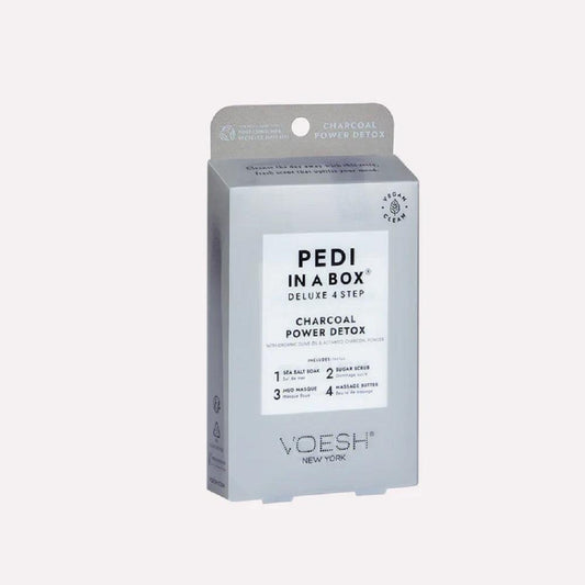 VOESH PEDI IN A BOX DELUXE 4 STEP - CHARCOAL POWER DETOX - Purple Beauty Supplies