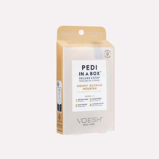 VOESH PEDI IN A BOX DELUXE 4 STEP - HONEY OATMILK NOURISH - Purple Beauty Supplies