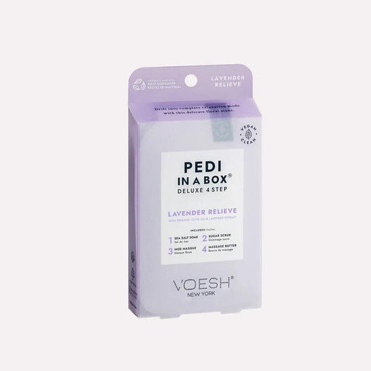 VOESH PEDI IN A BOX DELUXE 4 STEP - LAVENDER RELIEVE - Purple Beauty Supplies
