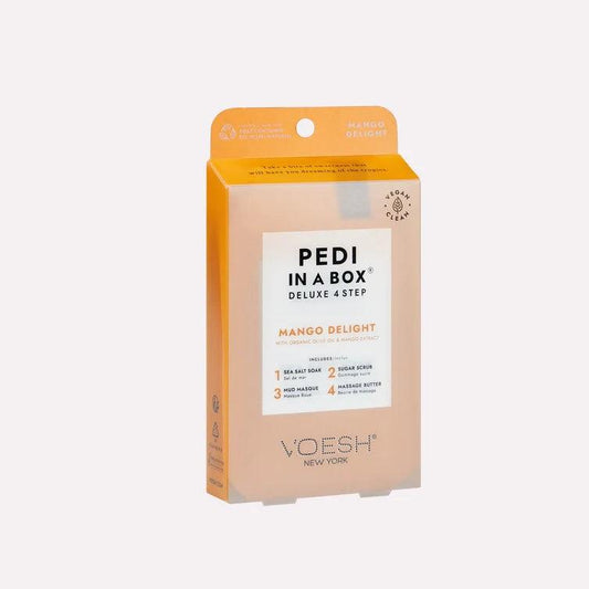 VOESH PEDI IN A BOX DELUXE 4 STEP - MANGO DELIGHT - Purple Beauty Supplies