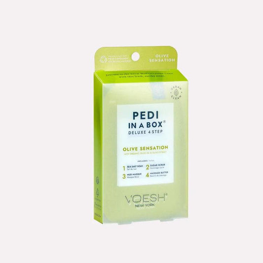 VOESH PEDI IN A BOX DELUXE 4 STEP - OLIVE SENSATION - Purple Beauty Supplies