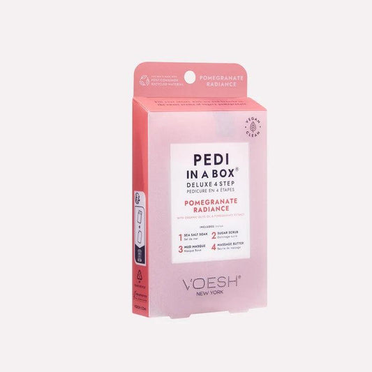 VOESH PEDI IN A BOX DELUXE 4 STEP - POMEGRANATE RADIANT - Purple Beauty Supplies