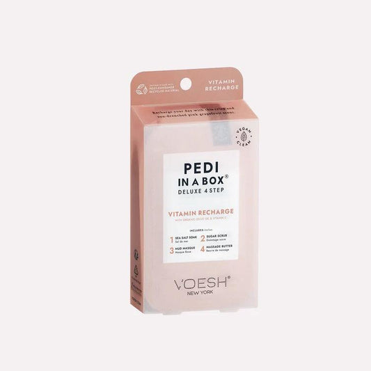 VOESH PEDI IN A BOX DELUXE 4 STEP - VITAMIN RECHARGE - Purple Beauty Supplies