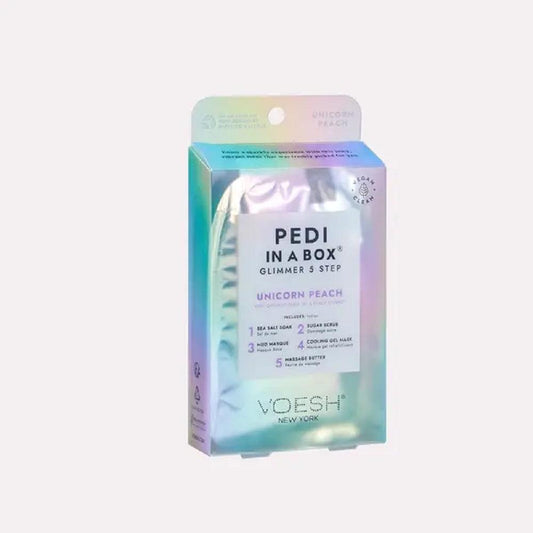 VOESH PEDI IN A BOX GLIMMER 5 STEP - UNICORN PEACH - Purple Beauty Supplies