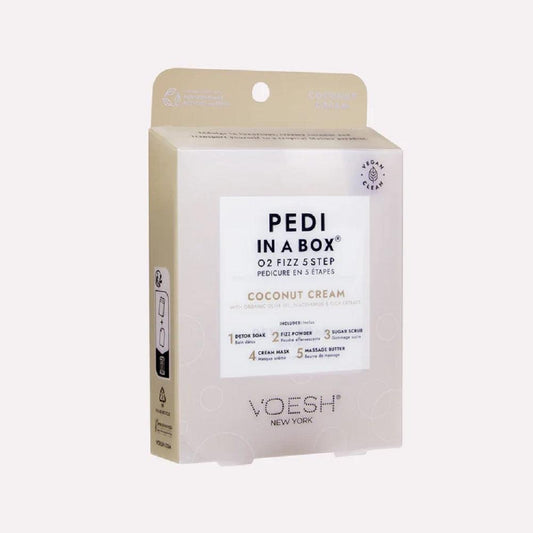 VOESH PEDI IN A BOX O2 FIZZ 5 STEP - COCONUT CREAM - Purple Beauty Supplies