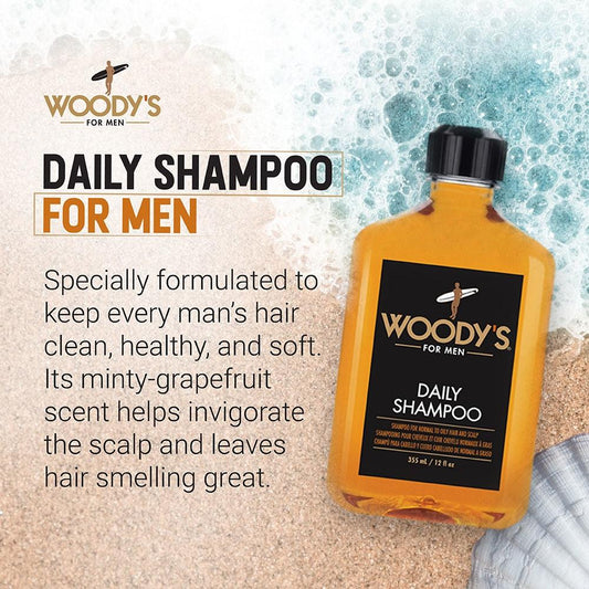 WOODY'S DAILY SHAMPOO 12 OZ/355 ML - Purple Beauty Supplies