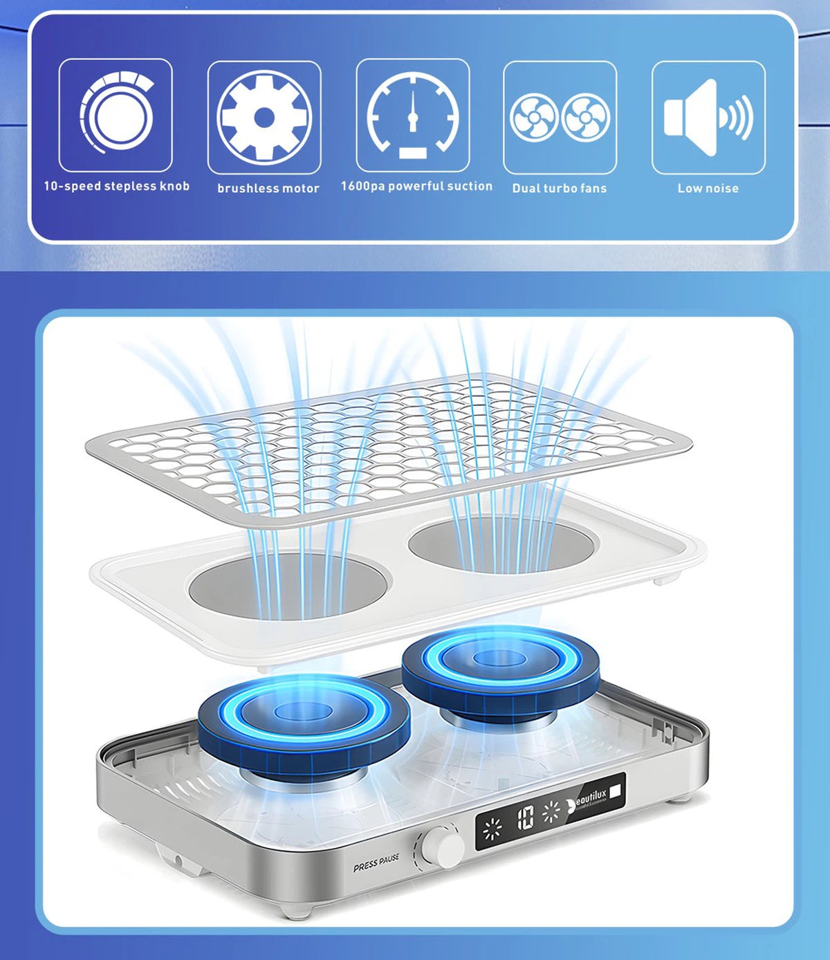 BEAUTILUX DUAL TURBO NAIL DUST COLLECTOR