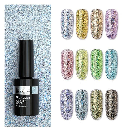 BEAUTILUX GEL POLISH DIAMOND RAINBOW 04 10ml - Purple Beauty Supplies