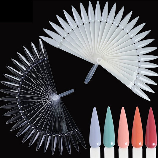 BEAUTILUX STILETTO NAIL SWATCH FAN 50 PC | CLEAR - Purple Beauty Supplies