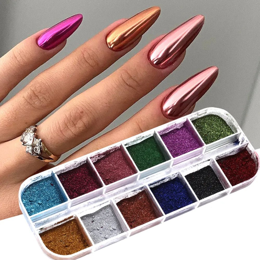 CHROME POWDER PALLET 12 COLORS - Purple Beauty Supplies