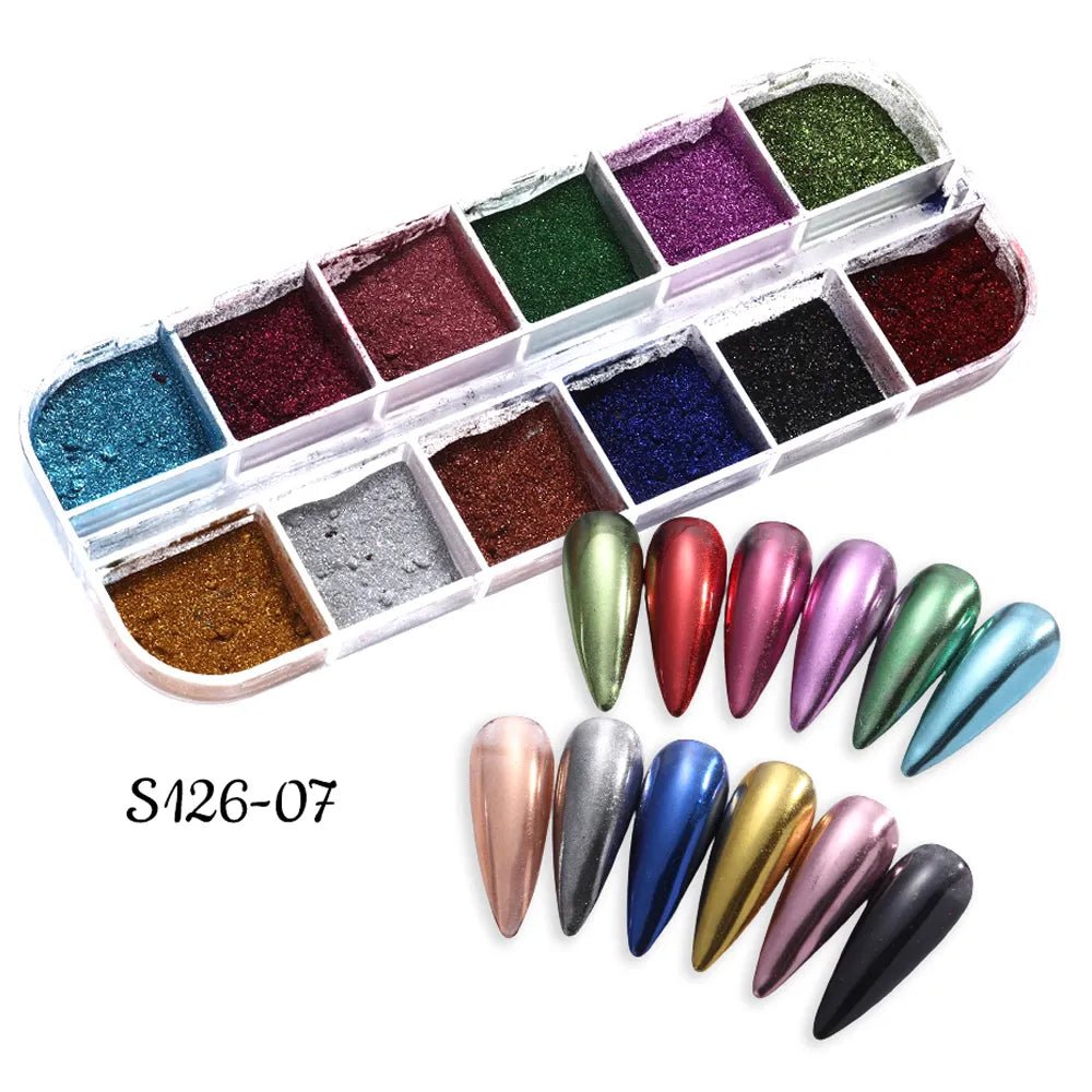 CHROME POWDER PALLET 12 COLORS - Purple Beauty Supplies