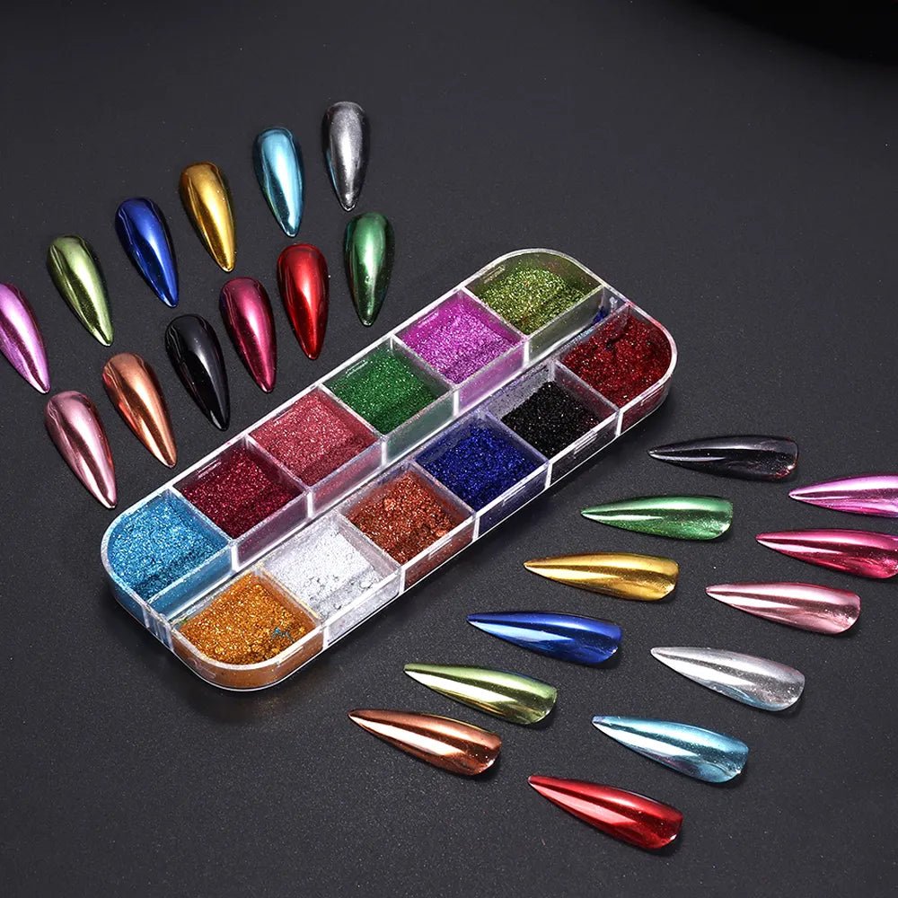 CHROME POWDER PALLET 12 COLORS - Purple Beauty Supplies