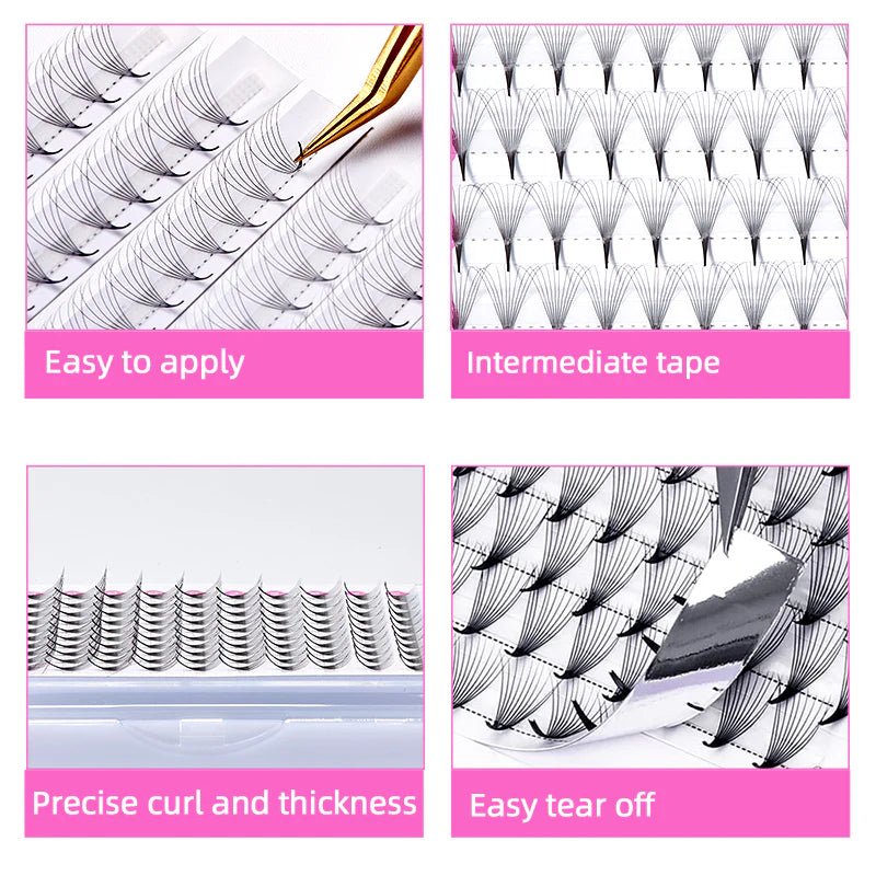 LILY ANNE LASH | PRE - MADE, POINTY BASE FAN 5D D.07 10MM - Purple Beauty Supplies