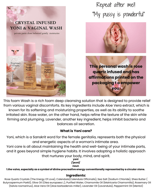 MOOYAM PU$$Y POWER | CRYSTAL INFUSED YONI & VAGINAL WASH 150ML - Purple Beauty Supplies