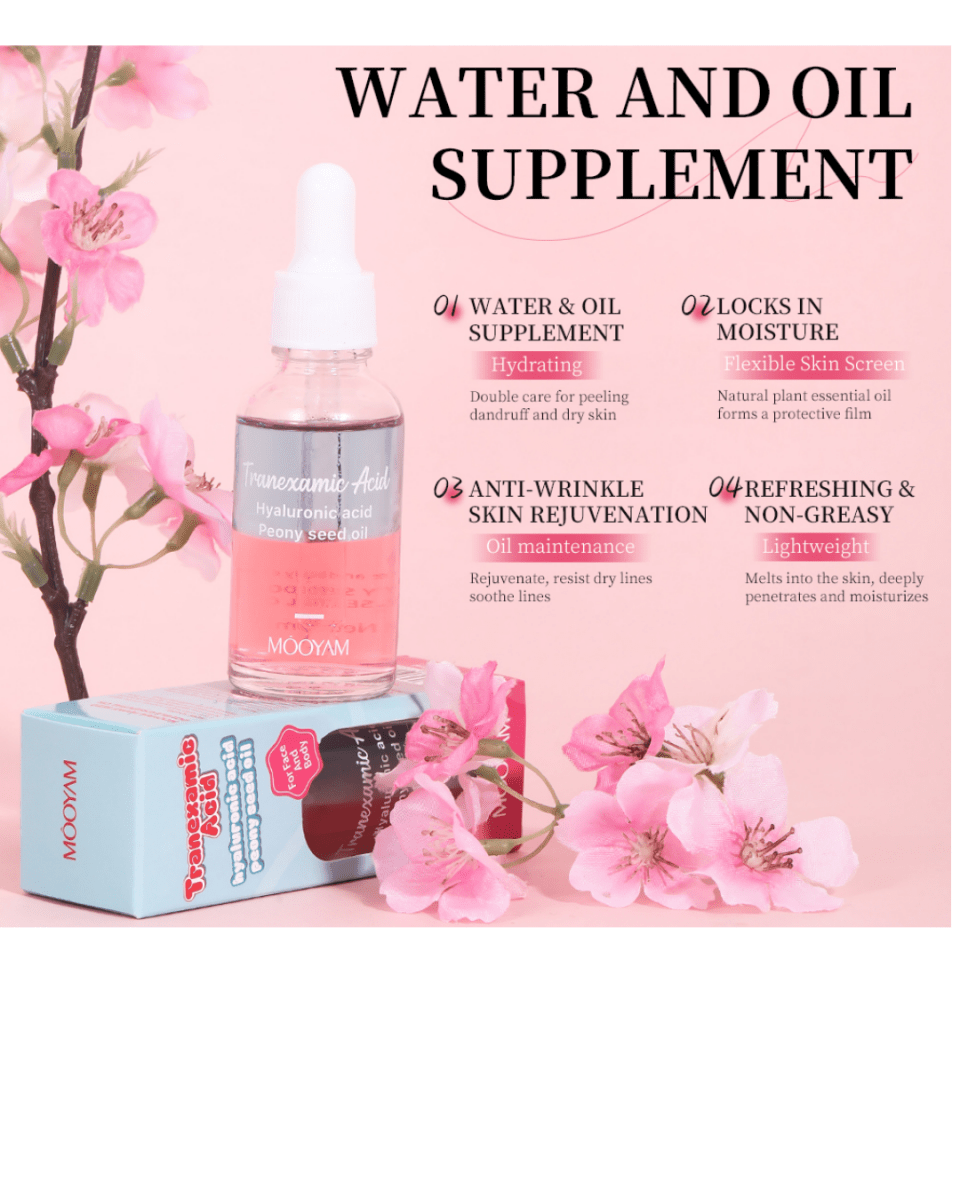MOOYAM TRANEXAMIC ACID | HYALURONIC ACID & PEONY SEED OIL 30ML - Purple Beauty Supplies