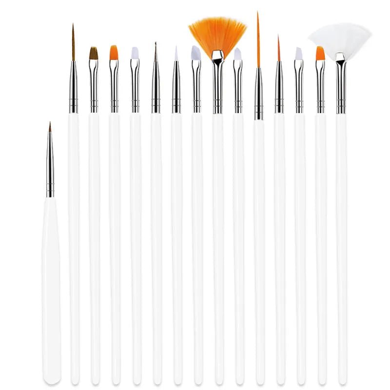 NAIL ART BRUSH SET 15 PC - Purple Beauty Supplies