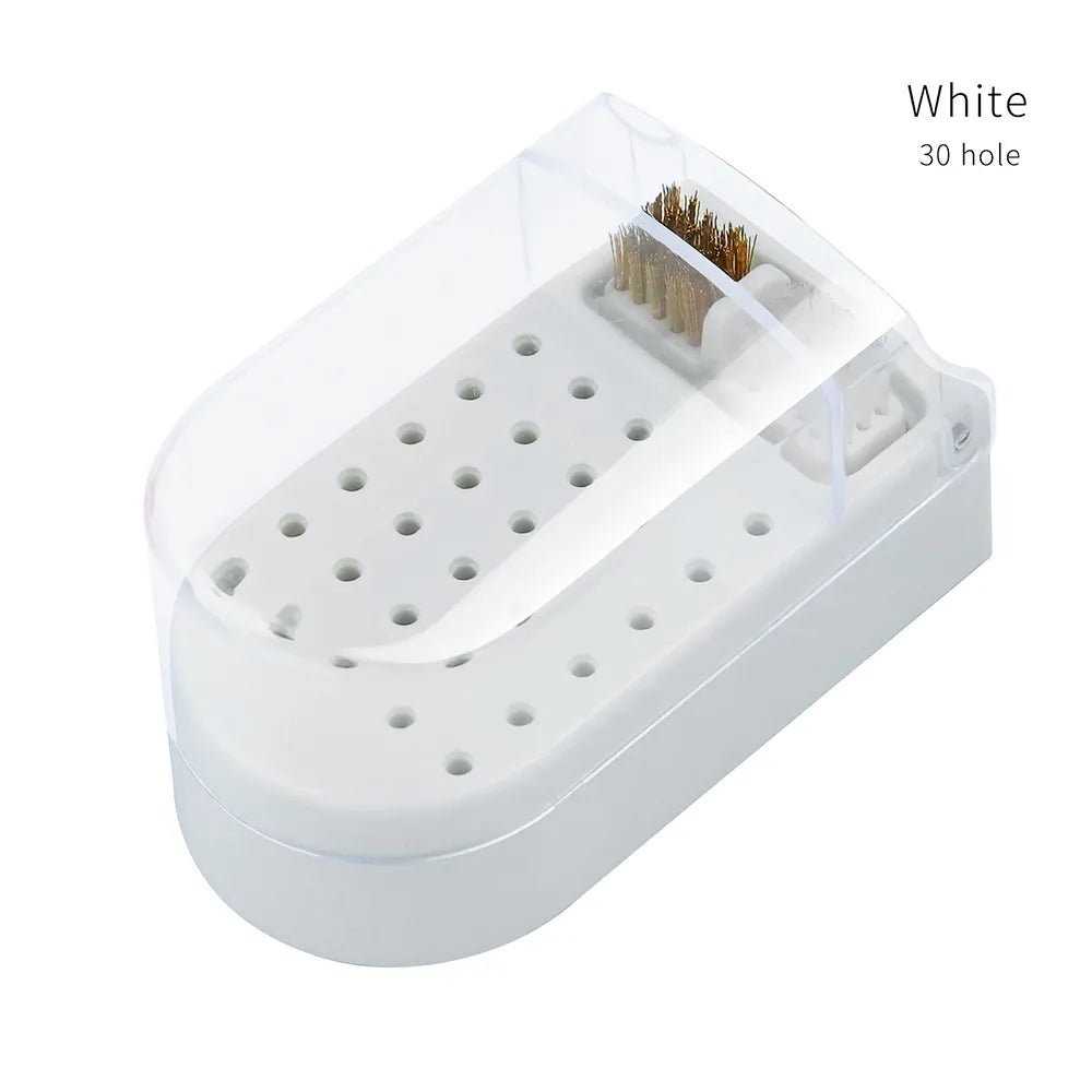 NAIL BIT STORAGE BOX WITH CLEANER HEAD 30 HOLES - Purple Beauty Supplies
