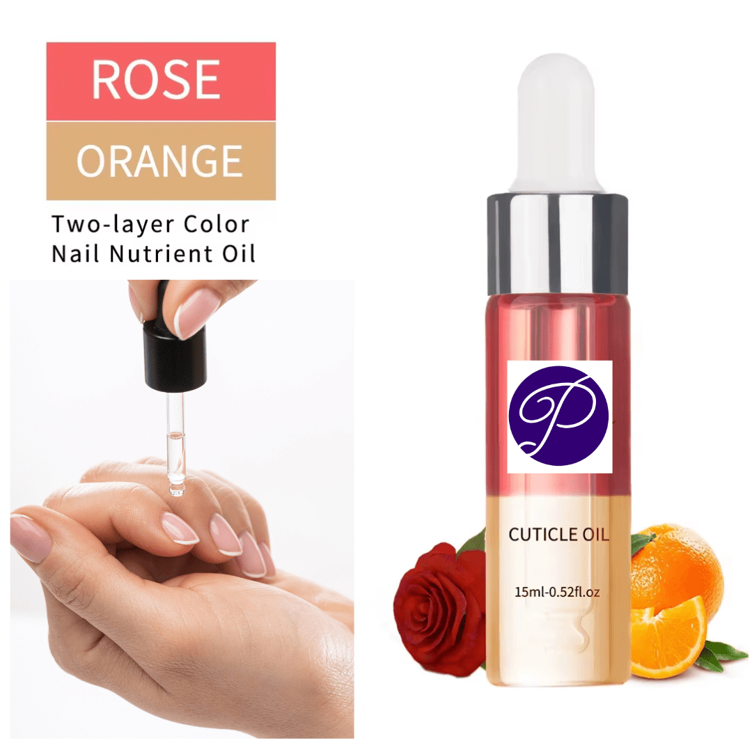 P CUTICLE OIL TWO LAYER | ORANGE + ROSE 15ML - Purple Beauty Supplies