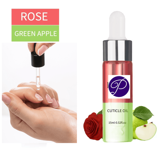 P CUTICLE OIL TWO LAYER | ROSE + GREEN APPLE 15ML - Purple Beauty Supplies