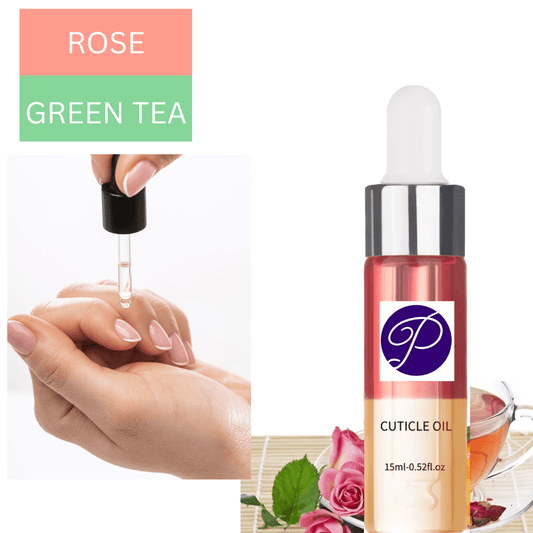 P CUTICLE OIL TWO LAYER | ROSE + GREEN TEA 15ML - Purple Beauty Supplies
