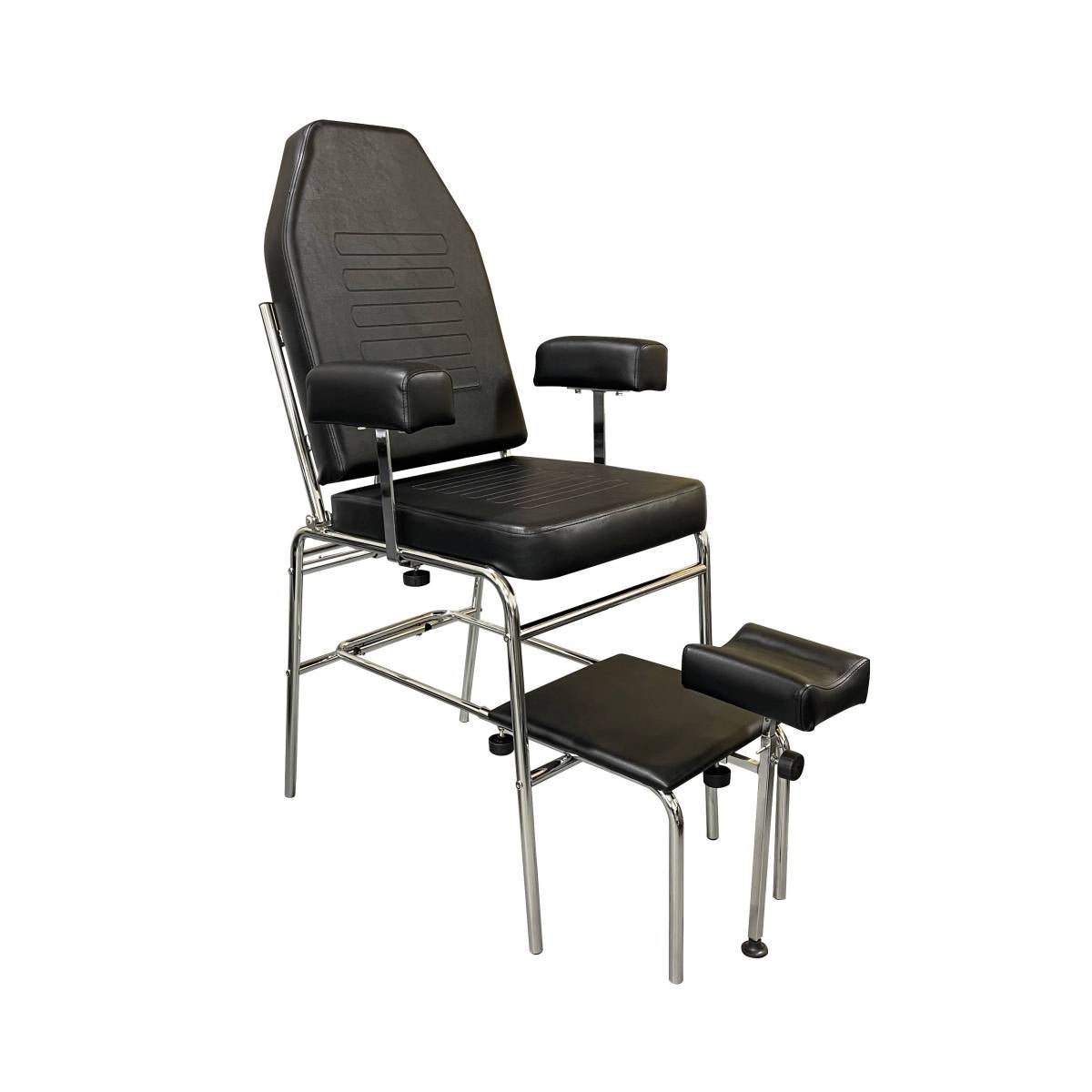 PEDICURE CHAIR BLACK WITH CHROME - Purple Beauty Supplies