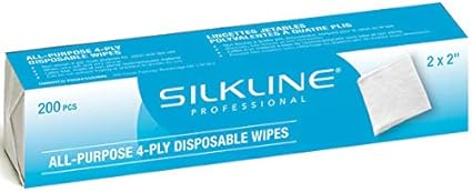 SILKLINE 2 X 2 NAIL WIPES 4 PLY 200 CT - Purple Beauty Supplies
