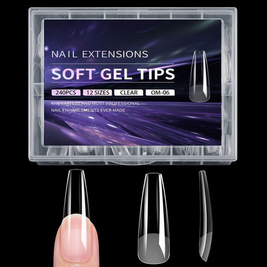 SOFT GEL TIPS 240 PCS | LONG COFFIN - Purple Beauty Supplies